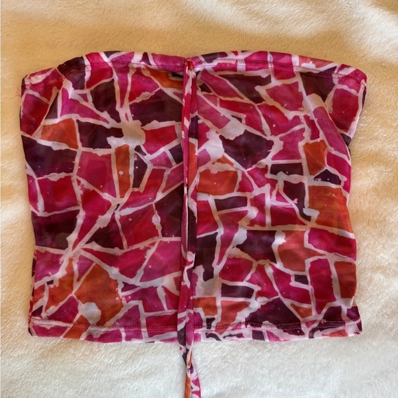 Stylish Pink and Red Women's Mesh Tube Top - Picture 1 of 2